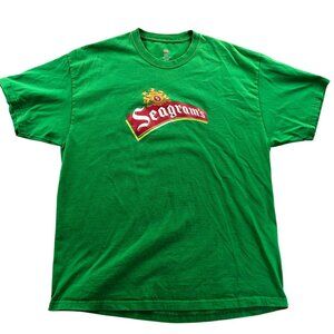 Seagrams Men's T-Shirt XL Green Tagless 100% Cotton Logo Graphic Tee